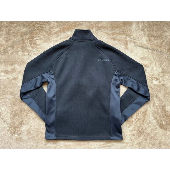 Spyder Black‎ Quarter Zip Sweater Jacket Knit Fleece Men’s Size Medium - Picture 2 of 6